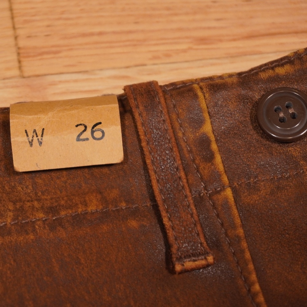 RRL Double RL Ralph Lauren Skinny Leather Cargo Pant Brown Leather 26 Brand New - Picture 15 of 16